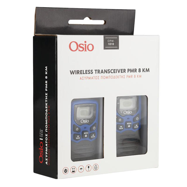 OSIO OPM-1010 PMR WALKIE TALKIE ΜΕ ΦΑΚΟ 8 km – 0.5W - ΜΠΛΕ