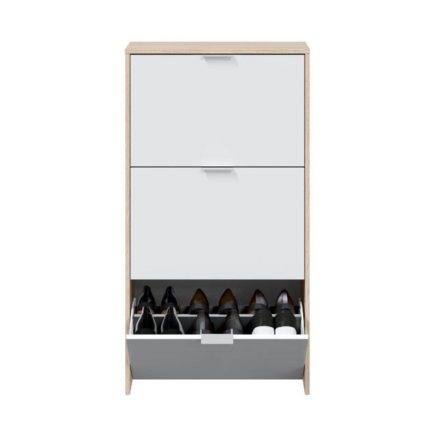 FORES SHOE CABINET 3 DOOR OAK 113X60X22CM - WHITE