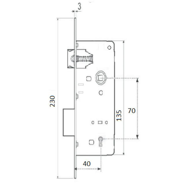 IZO INDOOR LOCK 40X70MM NICKEL