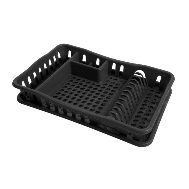 DISH DRAINER WITH TRAY - BLACK