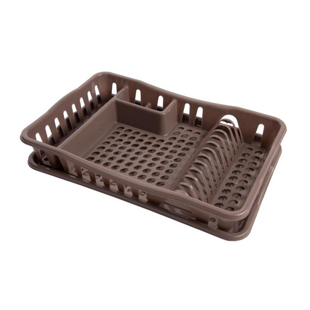 DISH DRAINER WITH TRAY - TAUPE