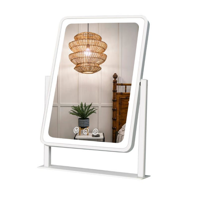 LED RECTANGULAR TABLE MIRROR 47X33CM - WHITE