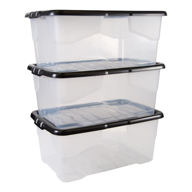 STRATA STORAGE BOX CURVE WITH LID 3 PIECES - CLEAR