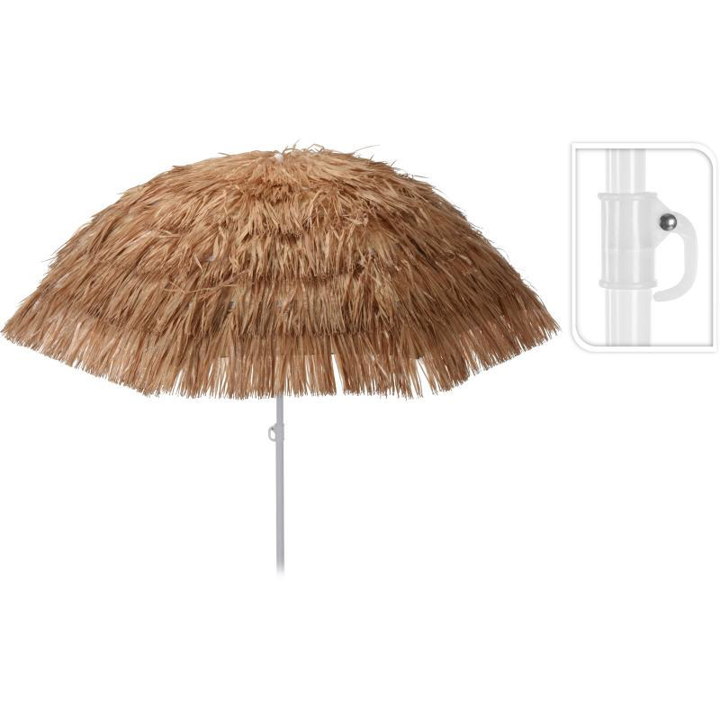 PROBEACH RAFFIA UMBRELLA 180CM - BROWN