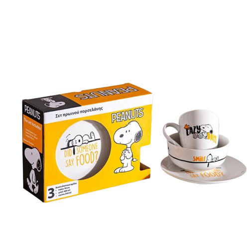 SNOOPY BREAKFAST SET 3PCS - WHITE