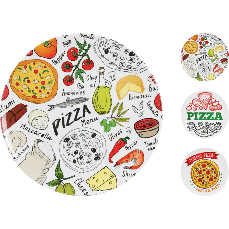 EXCELLENT HOUSEWARE MELAMINE PIZZA PLATE MELAMINE 33CM - ASSORTED DESIGNS