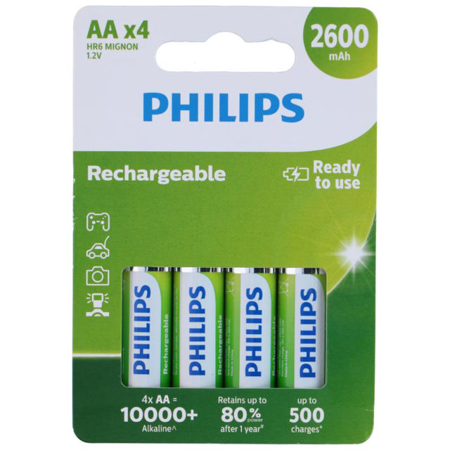 PHILIPS ΕΠΑΝΑΦΟΡΤΙΖΟΜΕΝΗ ΜΠΑΤΑΡΙΑ AA 4 ΤΕΜΑΧΙΑ NIMH 2600MAH