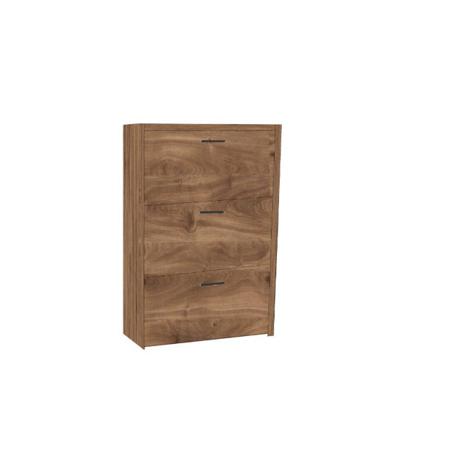 EKOWOOD SHOE CABINET 60X25X105CM- 3 DOORS - BRANDY OAK