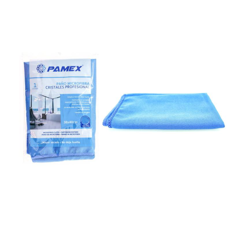 PAMEX MICROFIBER GLASS CLEANER 38X40CM - BLUE