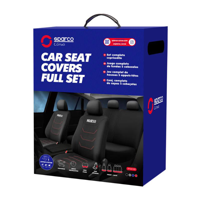 SPARCO SEAT COVER SET - BLACK AND RED