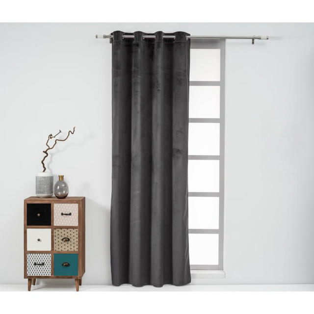 EASY HOME CORNET CURTAIN WITH RINGS 140X260CM - DARK GREY