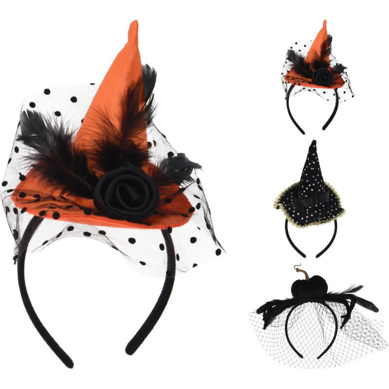 HEADBAND WITH WITCH HAT 24CM - ASSORTED DESIGNS