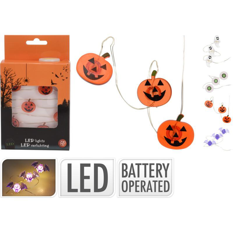 HALLOWEEN GARLAND 15LED - ASSORTED DESIGNS