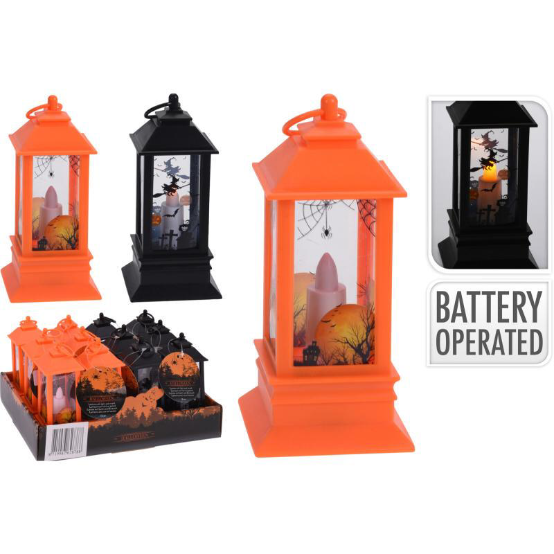 HALLOWEEN LANTERN WITH LED LIGHT 13CM - ASSORTED COLORS