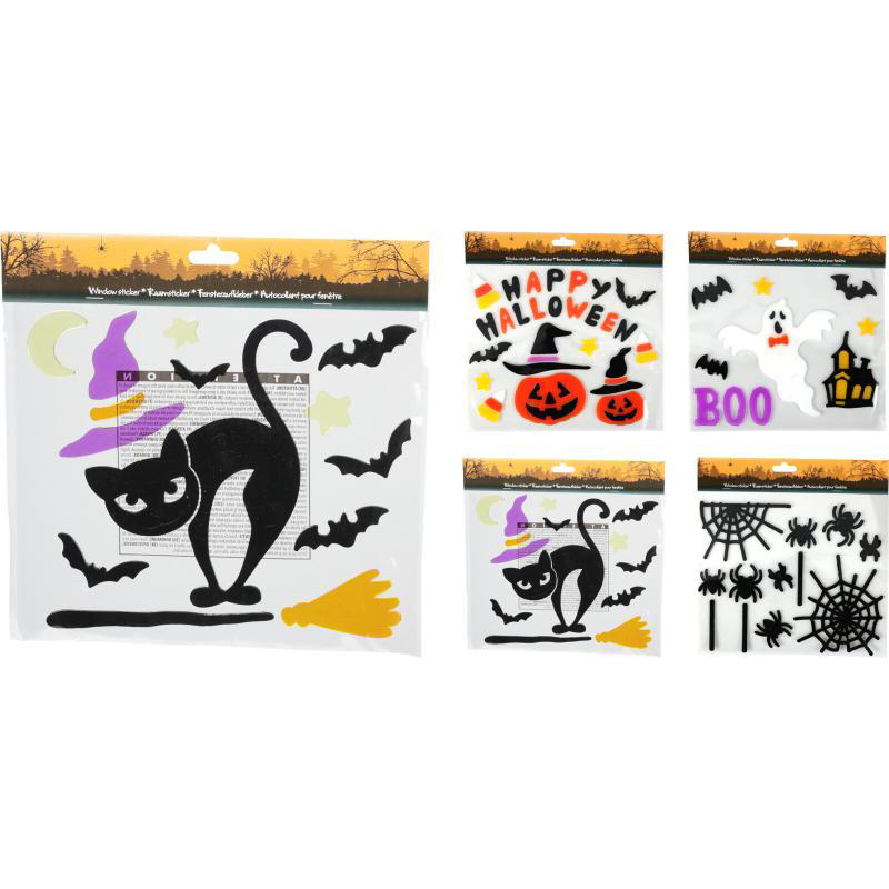 HALLOWEEN WINDOW GEL STICKERS - ASSORTED DESIGNS