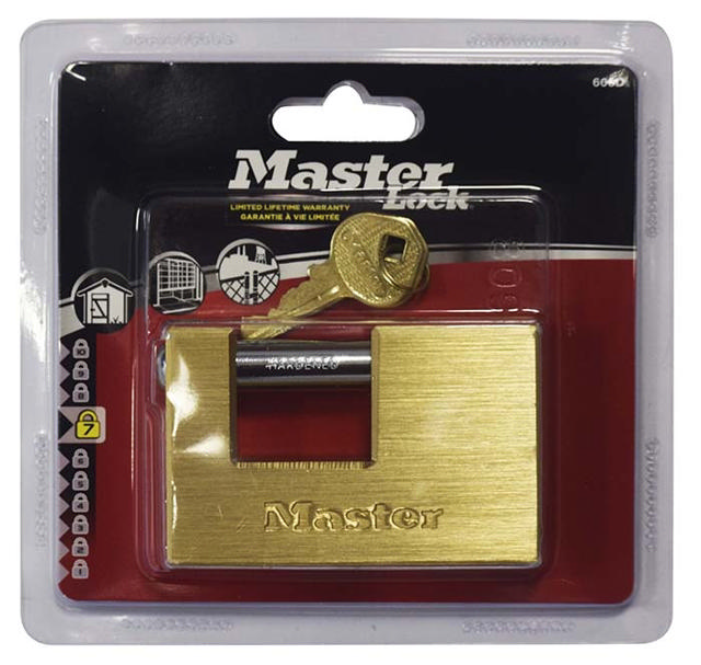 MASTERLOCK BRASS PADLOCK RECTANGULAR 85MM 