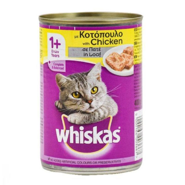 WHISKAS CAN WET CAT FOOD CHICKEN 400GR