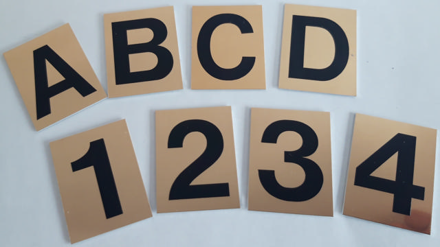 GOLD NUMBERS LETTERS