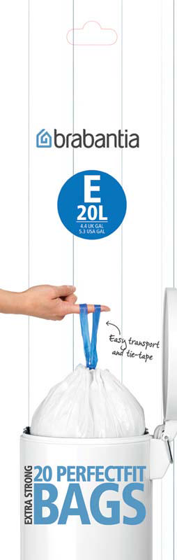 BRABANTIA PERFECTFIT ΣΑΚΟΥΛΕΣ ΑΠΟΡΡΙΜΜΑΤΩΝ E 20L 20ΤΜΧ - ΑΣΠΡΟ