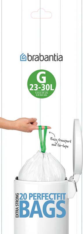 BRABANTIA PERFECTFIT ΣΑΚΟΥΛΕΣ ΑΠΟΡΡΙΜMΑΤΩΝ G 23-30L 20TMX - ΑΣΠΡΟ