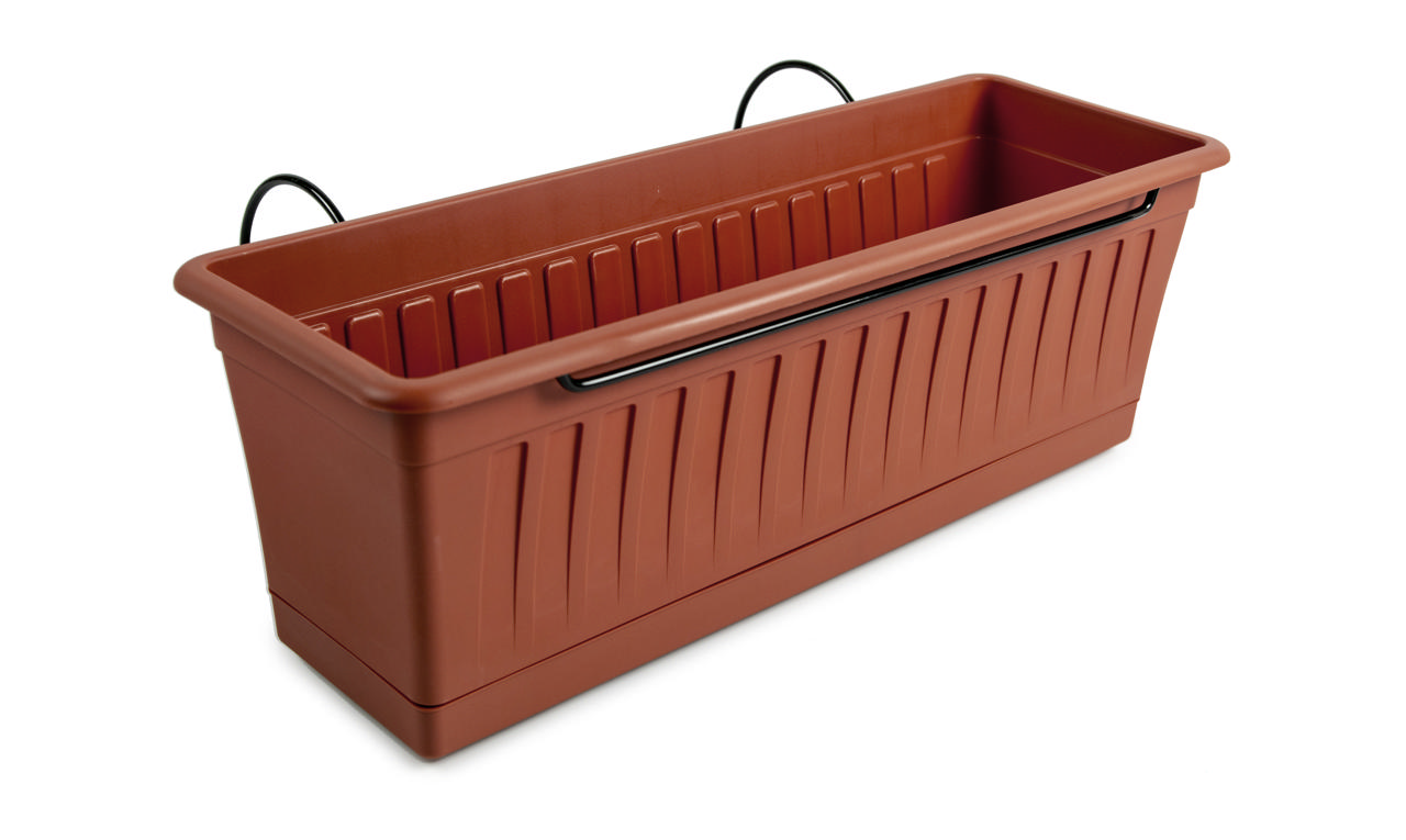 STEFANPLAST VENEZIA FLOWER BOX WITH METAL SUPPORT TERRACOTTA 50X16X16,5CM/11.2L