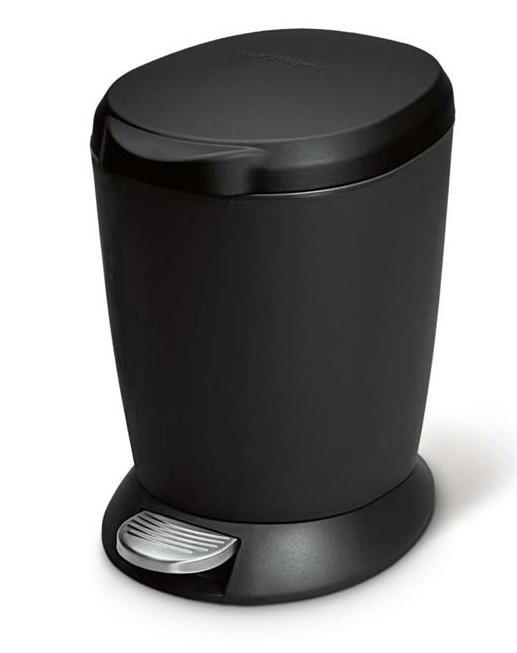 SIMPLEHUMAN PLASTIC PEDAL BIN 6L - BLACK