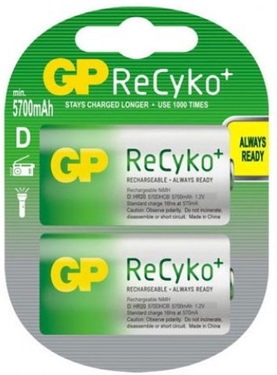 GP RECYKO+ NIMH D RECHARGEABLE BATTERIES 2PCS