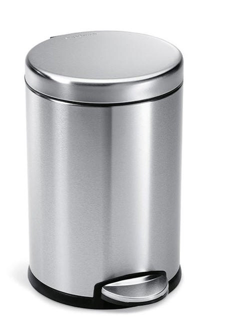 SIMPLEHUMAN ROUND PEDAL BIN 4.5L - BRUSHED STAINLESS STEEL