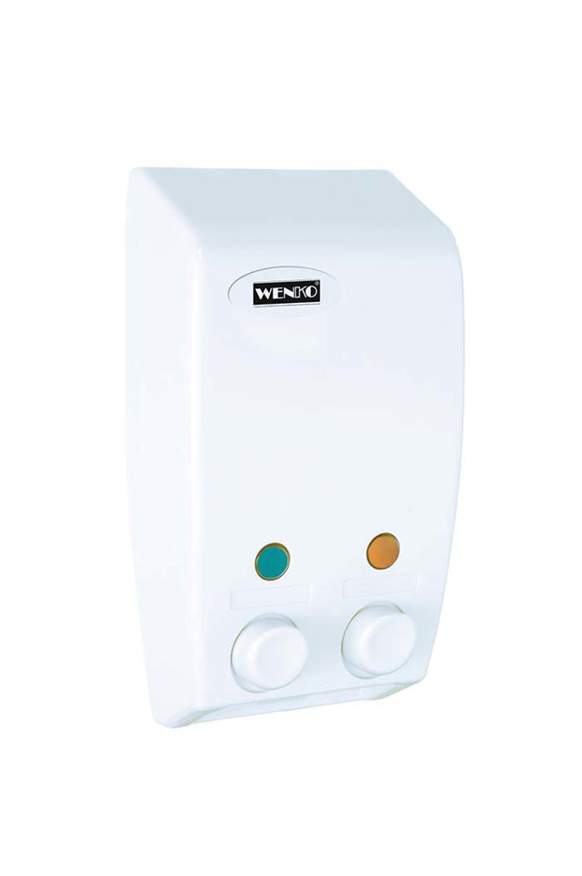 WENKO 2CHAMBER SOAP DISPENSER VARESE WHITE 2X450ML