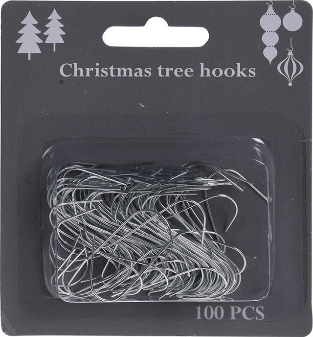 XMAS TREE HOOKS 100PCS SILVER