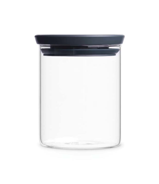 BRABANTIA STACKABLE GLASS JAR, 0.6 LITRE - DARK GREY