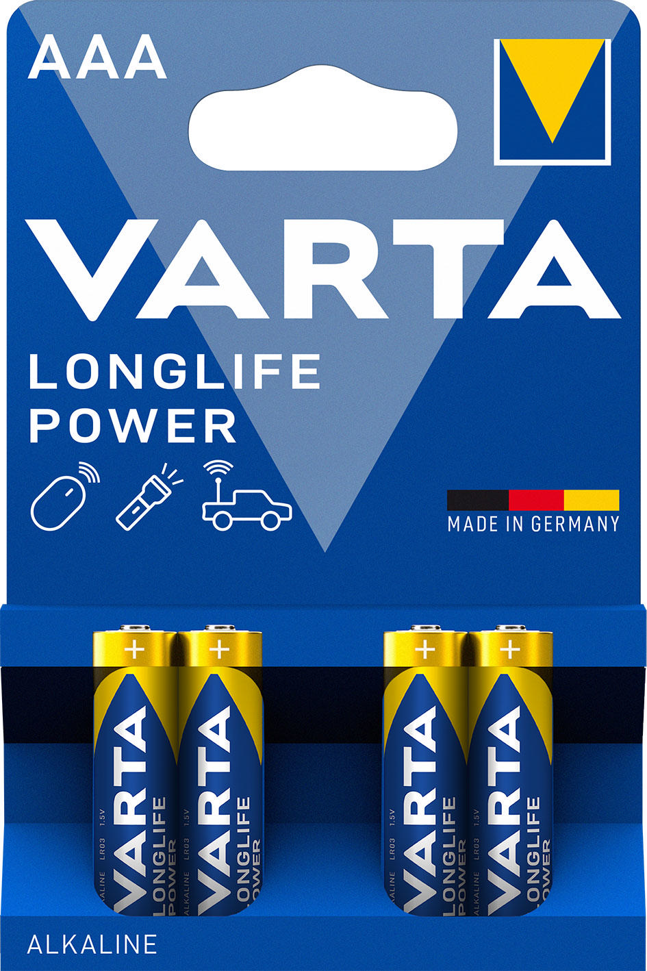 VARTA LONGLIFE POWER ALKALINE BATTERIES AAA, MICRO, LR03, 1,5V, 4-PACK