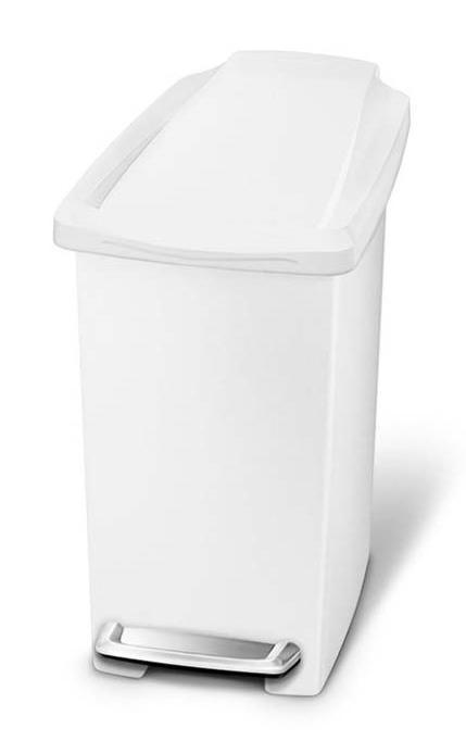 SIMPLEHUMAN SLIM PLASTIC BIN 10L - WHITE 