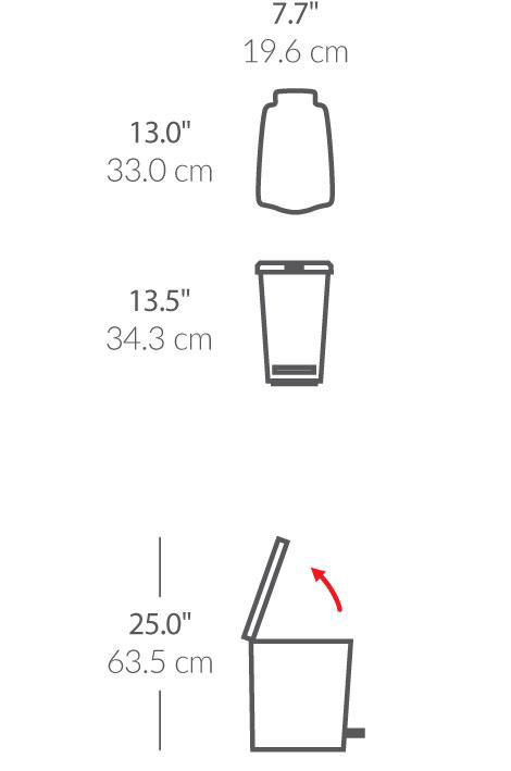 SIMPLEHUMAN ΛΕΠΤΟΣ ΠΛΑΣΤΙΚΟΣ ΚΑΔΟΣ 10L - ΑΣΠΡΟΣ