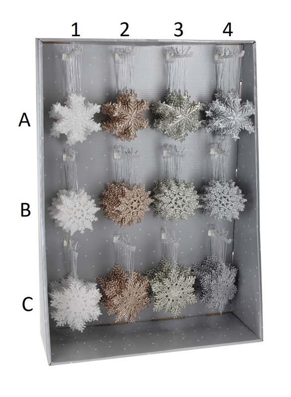 HANGING SNOWFLAKE 10CM GLITTER - ASSORTED DESIGNS