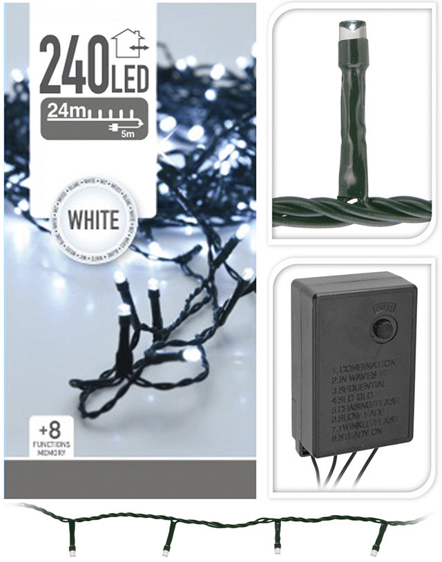 XMAS LED LIGHTS 240 WHITE BS P