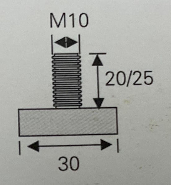 ADJUST FEET FLAT WITH THREAT 8MM 28MM 2PCS