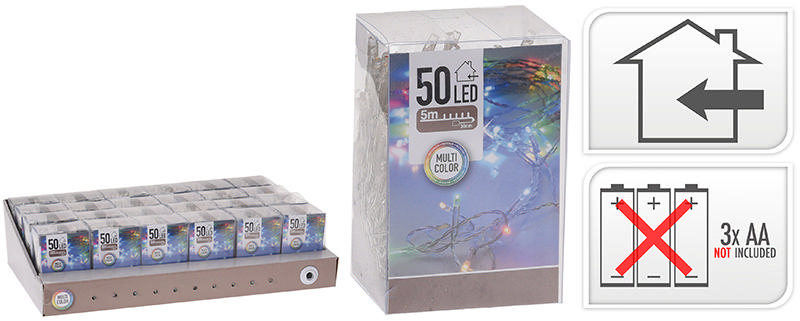 XMAS LED LIGHTS 50PCS BATTERY OPERATED MULTICOLOUR