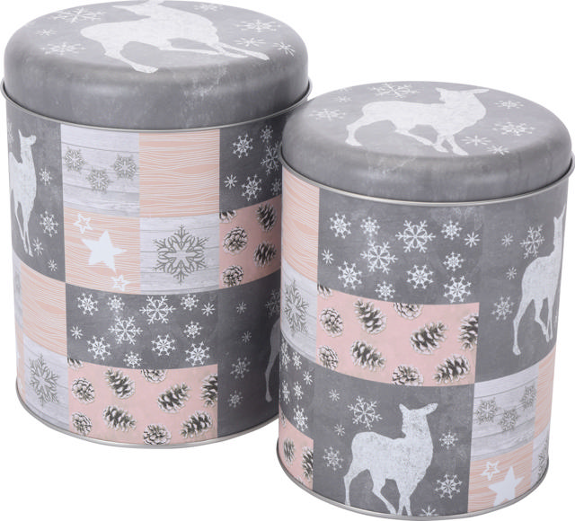 COOKIE TIN SET ROUND 2PCS