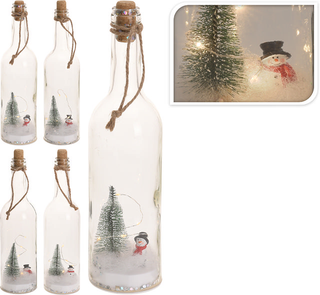 XMAS GLASS BOTTLE 5LEDS 30CM