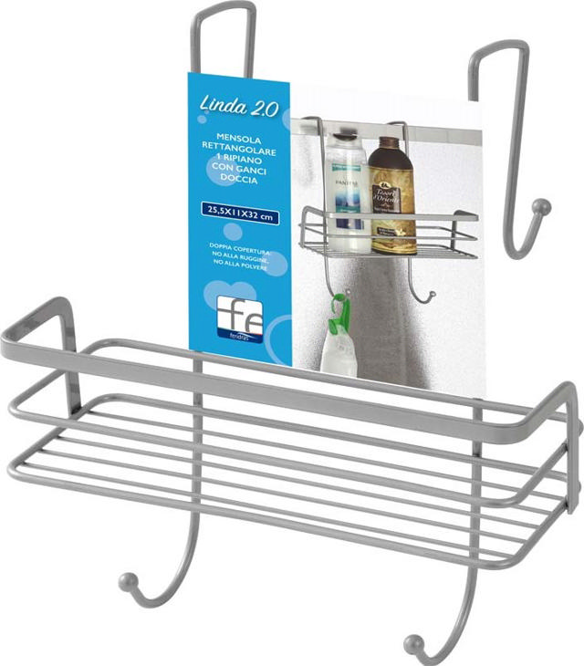 FERIDRAS ANTI DUST / ANTI RUST 1 LEVEL HOOK SHELF 25.5X11X32CM