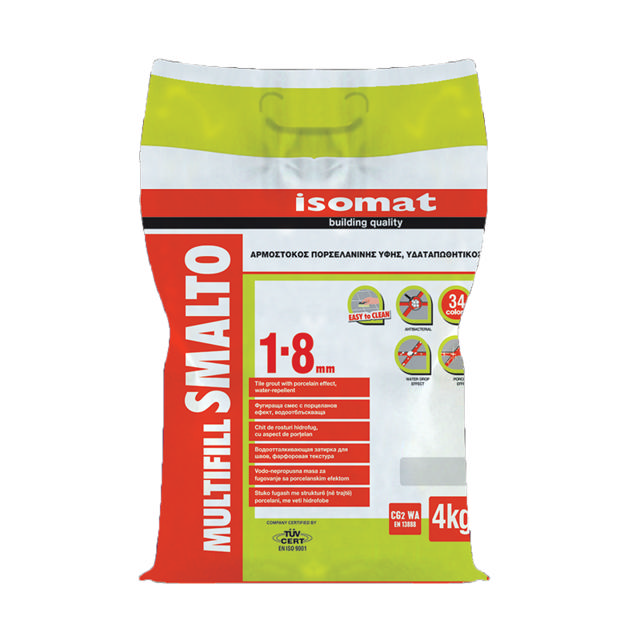 ISOMAT SMALTO 1-8 WATER REPELLENT TILE GROUT WITH PORCELAIN EFFECT WHITE 4KG