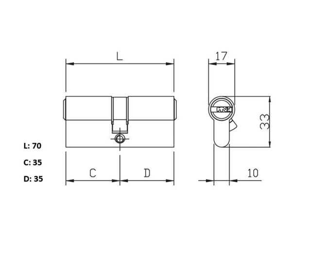 SET 2 CYLINDER 35-35 70MM ISEO