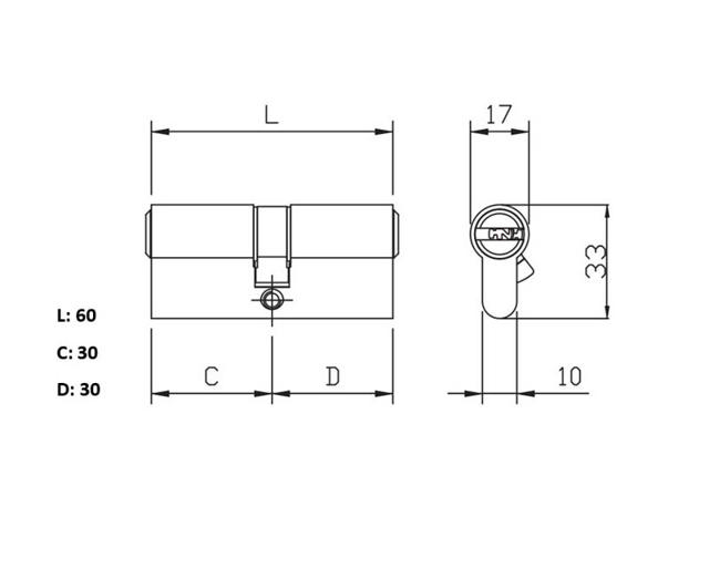 SET 3 CYLINDER 30-30 60MM ISEO