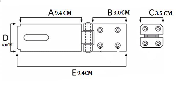 HASP AND STAPLE DOOR LOCK 9.4X4CM