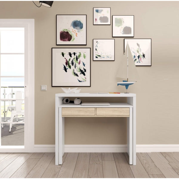 FORES HABITAT COMPUTER DESK - WHITE/OAK