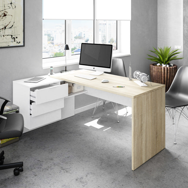 FORES HABITAT OFFICE DESK - WHITE/OAK