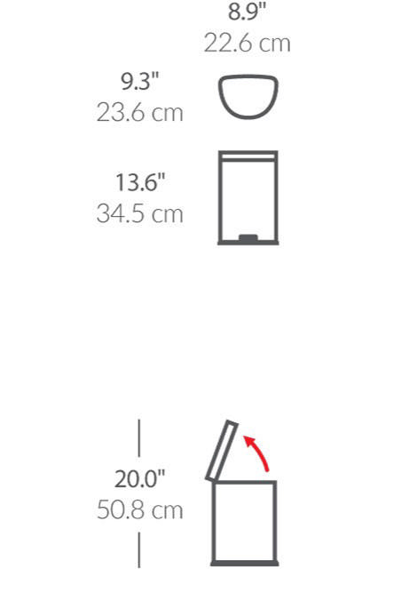 SIMPLEHUMAN ΜΕΤΑΛΛΙΚΟΣ ΗΜΙ-ΚΥΚΛΙΚΟΣ KAΛΑΘΟΣ 6L - ΑΣΠΡΟ