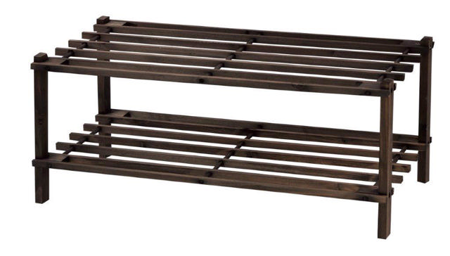 SUPERLIVING SHOE RACK 2 TIER WOOD DARK BROWN 74X26X29.5CM