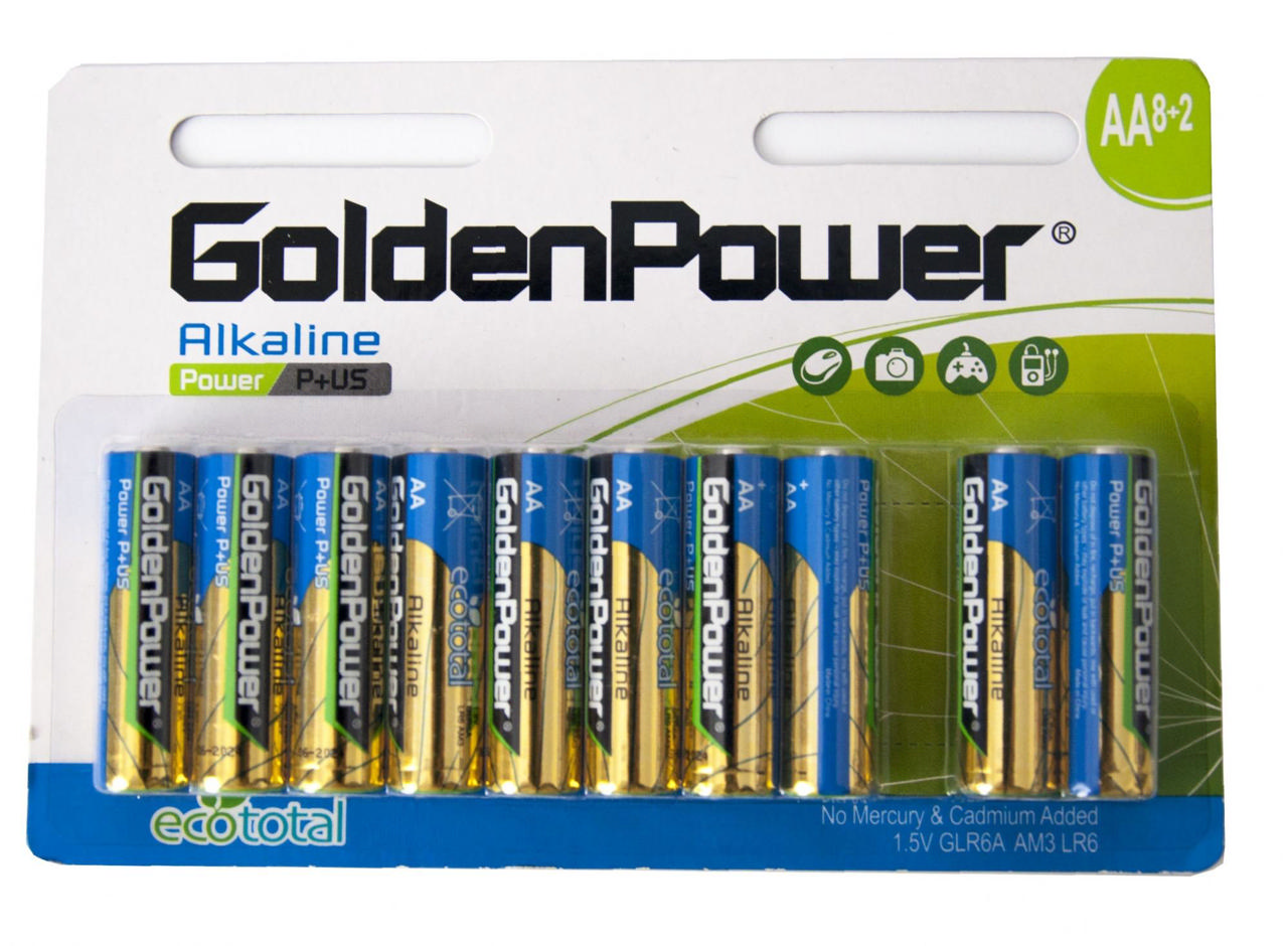 GOLDEN PPWER 1.5V AA ALKALINE (AA) 8+2